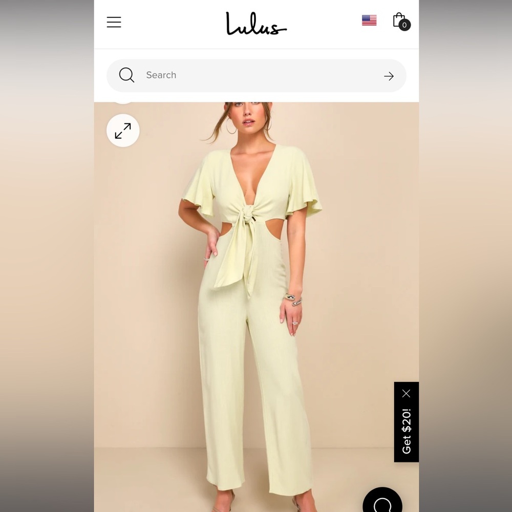 Summer journey light green tie-front cutout jumpsuit